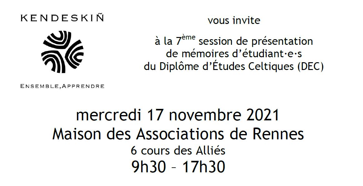 Journée de présentation des dossiers du Diplôme d’Études Celtiques